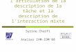 Outils pour larticulation de la description de la tâche et la description de linteraction mixte Syrine Charfi Atelier IHM-IDM08