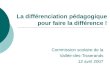 La différenciation pédagogique pour faire la différence ! Commission scolaire de la Vallée-des-Tisserands 12 avril 2007