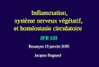 Inflammation, système nerveux végétatif, et homéostasie circulatoire IFR 133 Besançon 19 janvier 2005 Jacques Regnard