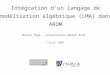 Intégration d'un langage de modélisation algébrique (LMA) dans AROM Michel Page - présentation équipe Arom 7 juin 1999