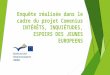 Enquête réalisée dans le cadre du projet Comenius INTÉRÊTS, INQUIÉTUDES, ESPOIRS DES JEUNES EUROPEENS