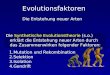 Evolutionsfaktoren Die Synthetische Evolutionstheorie (s.o.) erklärt die Entstehung neuer Arten durch das Zusammenwirken folgender Faktoren: 1.Mutation
