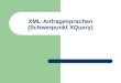 XML-Anfragesprachen (Schwerpunkt XQuery). © Prof. T. Kudraß, HTWK Leipzig 2 2 Übersicht Anforderungen an XML-Anfragesprachen Stand der Entwicklung XPath