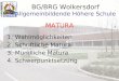BG/BRG Wolkersdorf Allgemeinbildende Höhere Schule MATURA 1.Wahlmöglichkeiten 2.Schriftliche Matura 3.Mündliche Matura 4.Schwerpunktsetzung