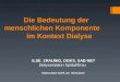 Die Bedeutung der menschlichen Komponente im Kontext Dialyse ILSE ZRAUNIG, DGKS, SAB-NET Dialysestation Spittal/Drau Steinschaler Dörfl, am 26.04.2014