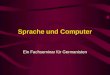Sprache und Computer Ein Fachseminar für Germanisten