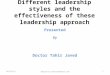 Different Leadership Styles and the Effectiveness of These
