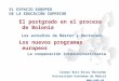 EL ESPACIO EUROPEO DE LA EDUCACIÓN SUPERIOR El postgrado en el proceso de Bolonia Los estudios de Máster y Doctorado Los nuevos programas europeos La cooperación