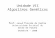 Unidade VII Algoritmos Genéticos Prof. Josué Pereira de Castro Universidade Estadual do Oeste do Paraná UNIOESTE - 2000