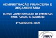 ADMINISTRAÇÃO FINANCEIRA E ORÇAMENTÁRIA CURSO: ADMINISTRAÇÃO DE EMPRESAS PROF. RAFAEL G. JAWORSKI 1º SEMESTRE 2009