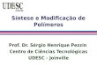 Síntese e Modificação de Polímeros Prof. Dr. Sérgio Henrique Pezzin Centro de Ciências Tecnológicas UDESC - Joinville