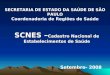 SCNES – Cadastro Nacional de Estabelecimentos de Saúde SECRETARIA DE ESTADO DA SAÚDE DE SÃO PAULO Coordenadoria de Regiões de Saúde Setembro- 2008