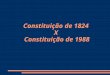 Constituição de 1824 X Constituição de 1988. Contexto Histórico em que ambas foram criadas; Principais características; Aplicação nas sociedades