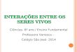 INTERAÇÕES ENTRE OS SERES VIVOS Ciências- 6º ano / Ensino Fundamental Professora Vanesca – Colégio São José- 2014