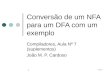 Aula 7 1 Conversão de um NFA para um DFA com um exemplo Compiladores, Aula Nº 7 (suplementos) João M. P. Cardoso