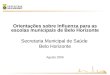 Orientações sobre Influenza para as escolas municipais de Belo Horizonte Secretaria Municipal de Saúde Belo Horizonte Agosto 2009