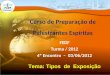 Curso de Preparação de Palestrantes Espíritas FEDF Turma / 2012 4º Encontro – 03/06/2012 Tema: Tipos de Exposição
