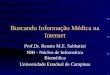 Buscando Informação Médica na Internet Prof.Dr. Renato M.E. Sabbatini NIB - Núcleo de Informática Biomédica Universidade Estadual de Campinas