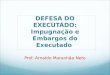 DEFESA DO EXECUTADO: Impugnação e Embargos do Executado Prof. Arnaldo Maranhão Neto