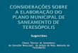 Sugestões Câmara Técnica de Saneamento do Conselho Municipal da Defesa do Meio Ambiente de Teresópolis