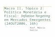 Macro II, Tópico 2: Política Monetária e Fiscal: Inflation Targeting em Mercados Emergentes (24OUT2006, 16h) Prof. Márcio Garcia
