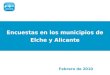 Encuestas en los municipios de Elche y Alicante Febrero de 2010