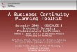 A Business Continuity Planning Toolkit