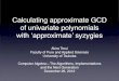 Calculating approximate GCD of univariate polynomials with 'approximate' syzygies