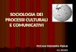 SOCIOLOGIA DEI PROCESSI CULTURALI E COMUNICATIVI Prof.ssa Donatella Padua A.A. 2011/12 A.A. 2011/12