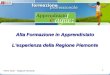 1 Alta Formazione in Apprendistato Lesperienza della Regione Piemonte Pietro Viotti - Regione Piemonte