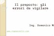Il preposto: gli errori da vigilare  Ing. Domenico Mannelli 1
