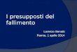 I presupposti del fallimento Lorenzo Benatti Parma, 1 aprile 2014