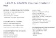 Overview of 3 day Lean & Kaizen Course Content