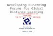 Developing E Learning Forums For Global Distance Learning