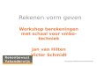 Sites.google.com/site/rekenbewustvakonderwijs Rekenen vorm geven Workshop berekeningen met schaal voor vmbo-techniek Jan van Hilten Victor Schmidt