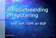 20 november 20011 Adresafbeelding en routering ARP, RIP, OSPF en BGP