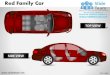Red family car vehicle transportation top view powerpoint ppt templates