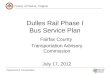 Fairfax County Transportation Advisory Commission: Dulles Rail Phase I Bus Service Plan