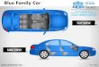 Blue family car vehicle transportation top view powerpoint ppt templates