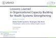 Lessons Learned in Organizational Capacity Building under Health Systems 20/20