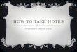 How to take notes-advisory week of september 15