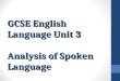 Lang Unit 3 Analysis of Spoken Language