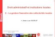 Jean luc boeuf - Séance 8 - Droit administratif et institutions locales - La gestion financière des collectivités locales