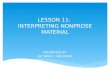 Eng 101 Lesson 11: Interpreting Nonprose Material