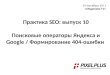 Практика SEO: выпуск 10. Поисковые операторы в Яндексе и Google / 404-ошибка
