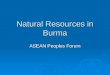 Natural Resources in Burma
