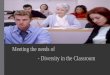 Meeting the needs of diversity in the classroom