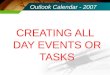 Outlook Calendar   2007 Tasks And All Day Events