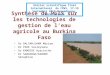 CPWF INERA Synthèse de PGIS sur les technologies de gestion de l'eau agricole au Burkina Faso