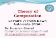 Theory of computation Lec7 pda